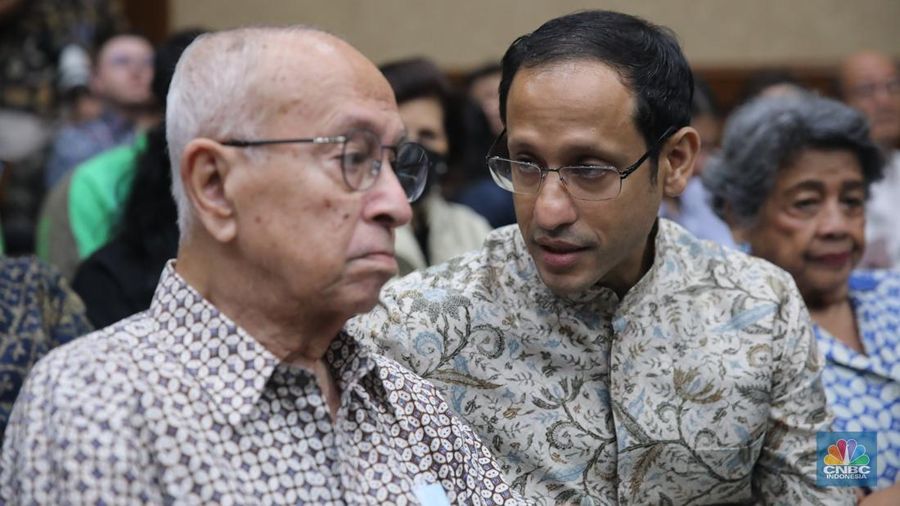 Terdakwa kasus dugaan korupsi dalam digitalisasi pendidikan pengadaan laptop Chromebook Nadiem Makarim menjalani sidang lanjutan dengan agenda mendengarkan keterangan saksi di Pengadilan Tipikor, Jakarta, Senin (19/1/2026). (CNBC Indonesia/Faisal Rahman)