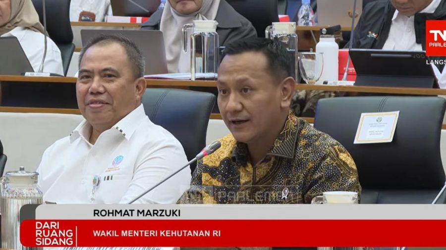 Wamenhut Rohmat Marzuki dalam Rapat Kerja bersama Komisi IV DPR RI membahas alih fungsi lahan perkebunan di Jakarta, Senin (19/1/2026). (Tangkapan layar Youtube DPR RI)
