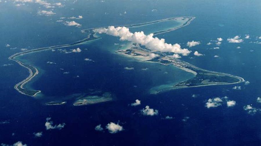 Kepulauan Chagos. (Foto udara Diego Garcia/Tangkapan Layar Wikipedia