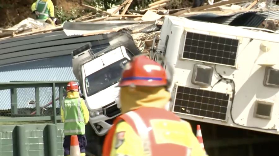 An aerial view of an area affected by a landslide triggered by heavy rains, in Mount Maunganui, New Zealand January 22, 2026, in this screengrab obtained from a social media video. Amy Till/via REUTERS  THIS IMAGE HAS BEEN SUPPLIED BY A THIRD PARTY. MANDATORY CREDIT. NO RESALES. NO ARCHIVES. REFILE - CORRECTING YEAR FROM 