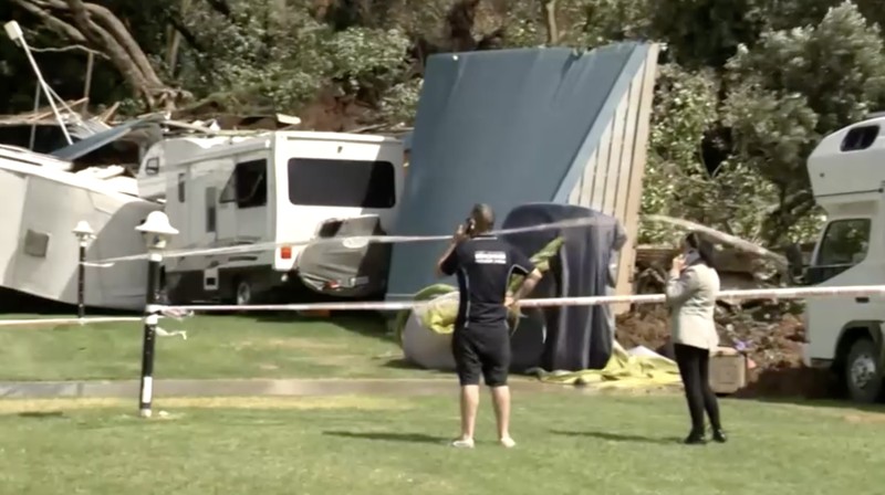 An aerial view of an area affected by a landslide triggered by heavy rains, in Mount Maunganui, New Zealand January 22, 2026, in this screengrab obtained from a social media video. Amy Till/via REUTERS  THIS IMAGE HAS BEEN SUPPLIED BY A THIRD PARTY. MANDATORY CREDIT. NO RESALES. NO ARCHIVES. REFILE - CORRECTING YEAR FROM