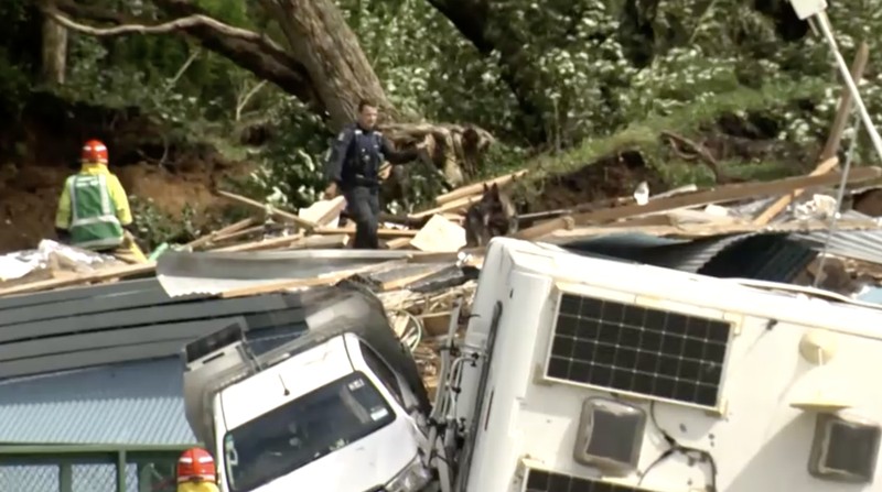 An aerial view of an area affected by a landslide triggered by heavy rains, in Mount Maunganui, New Zealand January 22, 2026, in this screengrab obtained from a social media video. Amy Till/via REUTERS  THIS IMAGE HAS BEEN SUPPLIED BY A THIRD PARTY. MANDATORY CREDIT. NO RESALES. NO ARCHIVES. REFILE - CORRECTING YEAR FROM 