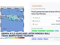 Video: Gempa M 5,5 Guncang Jatim Hingga Bali Tidak Berpotensi Tsunami