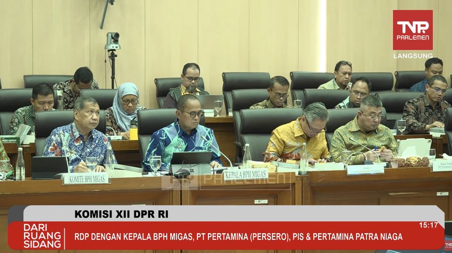 RDP Sidang dengan kepala BPH Migas, PT Pertamina (PERSERO), PIS dan Pertamina Patra Niaga, Selasa (27/1/2026). (Tangkapan layar youtube TV Parlemen)