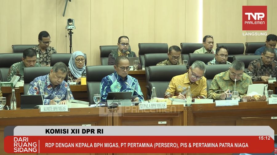 RDP Sidang dengan kepala BPH Migas, PT Pertamina (PERSERO), pisdan Pertamina Patra Niaga, Selasa (27/1/2026). (Tangkapan layar youtube TV Parlemen)