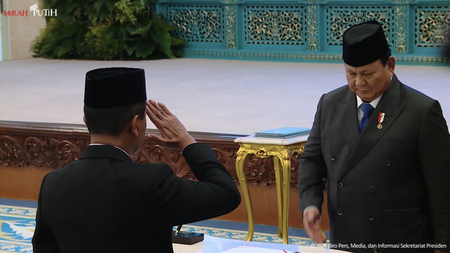 Pelantikan Keanggotaan Dewan Energi Nasional, Istana Negara, Rabu (28/1/2026). (Tangakangkapan layar Youtube Setpres RI)