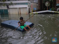 Jakarta Hujan Deras, Banjir Rendam Pemukiman Warga