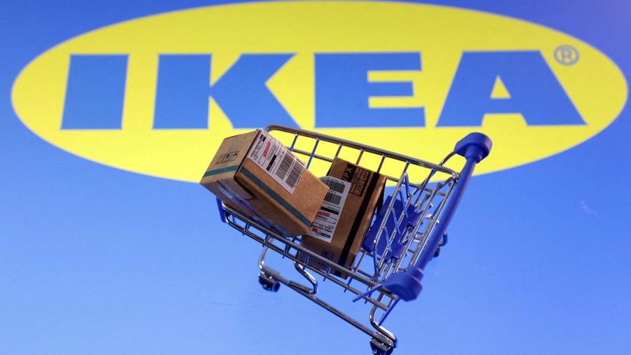 Ilustrasi Logo IKEA. (REUTERS/Dado Ruvic)