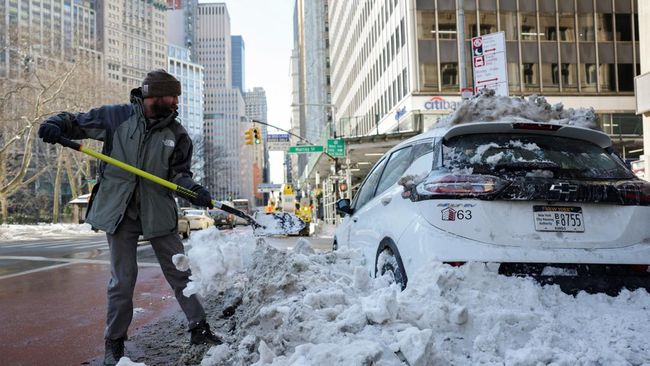 Potret New York Membeku, Suhu Minus 50 Derajat Celcius-Lautan Jadi Es