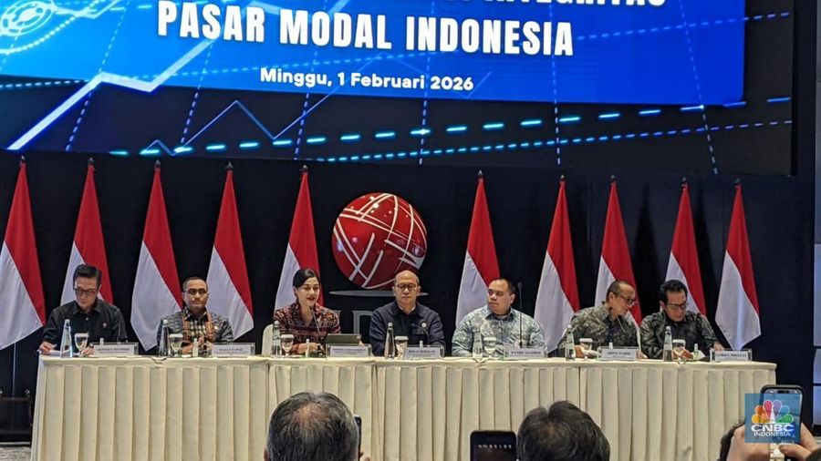 8 Rencana Aksi Percepatan Reformasi Integritas Pasar Modal Indonesia, Main Hall BEI, Jakarta, Minggu (1/2/2026). (CNBC Indonesia/Emir Yanwardhana)