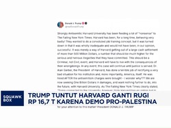 Video: Trump Tuntut Harvard Rp 16,7 T Karena Demo Pro-Palestina