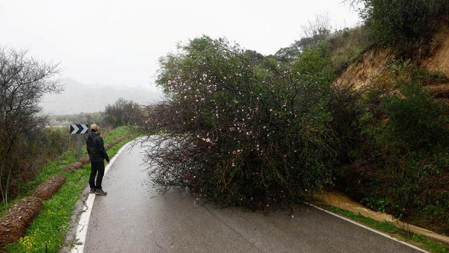 Badai Leonardo menghantam beberapa bagian Spanyol, Rabu (4/2/2026). (REUTERS/Jon Nazca)