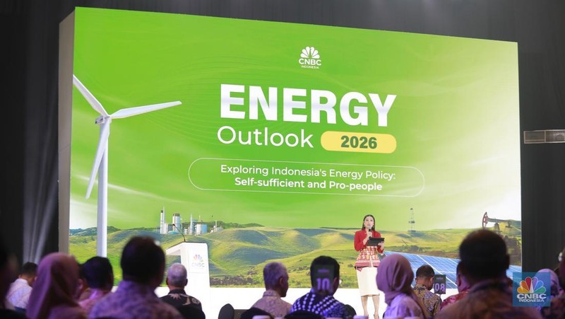 CNBC Indonesia menggelar Energy Outlook 2026 untuk membahas kebijakan energi Indonesia bersama regulator, pelaku usaha, analis, dan Dewan Energi Nasional yang berlangsung di Jakarta, Kamis (5/2/2026). (CNBC Indonesia/Muhammad Sabki)