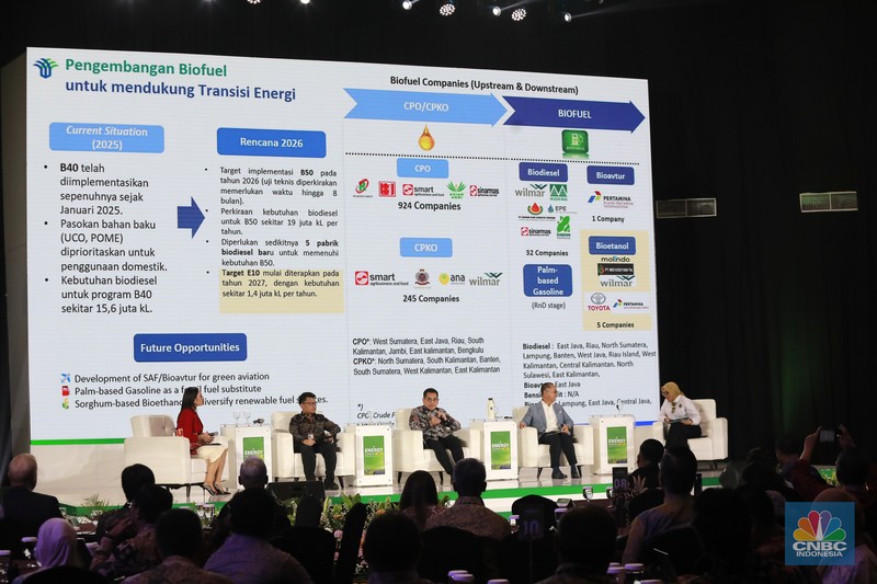 CNBC Indonesia menggelar Energy Outlook 2026 untuk membahas kebijakan energi Indonesia bersama regulator, pelaku usaha, analis, dan Dewan Energi Nasional yang berlangsung di Jakarta, Kamis (5/2/2026). (CNBC Indonesia/Muhammad Sabki)