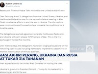 Video: Negosiasi Akhiri Perang, Ukraina & Rusia Tukar 314 Tahanan