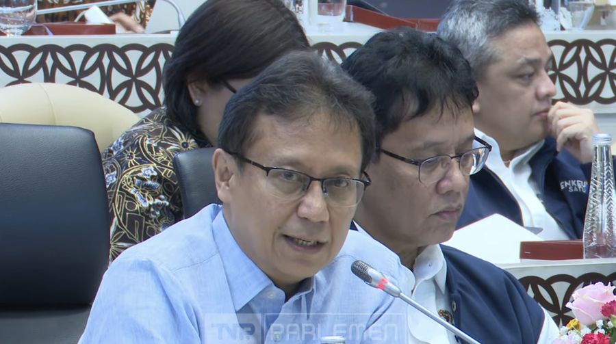 Menteri Kesehatan, Budi Gunadi Sadikin dalam rapat konsultasi dengan Pimpinan Komisi DPR RI di Komplek Parlemen, Jakarta, Senin (9/2/2026). (Tangkapan Layar Youtube/TVR Parlemen)