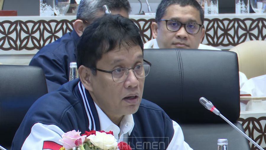 Menteri Keuangan (Menkeu), Purbaya Yudhi Sadewa dalam rapat konsultasi dengan Pimpinan Komisi DPR RI di Komplek Parlemen, Jakarta, Senin (9/2/2026). (Tangkapan Layar Youtube/TVR Parlemen)