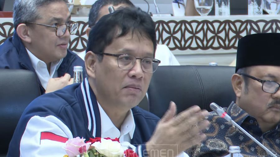 Menteri Keuangan (Menkeu), Purbaya Yudhi Sadewa dalam rapat konsultasi dengan Pimpinan Komisi DPR RI di Komplek Parlemen, Jakarta, Senin (9/2/2026). (Tangkapan Layar Youtube/TVR Parlemen)