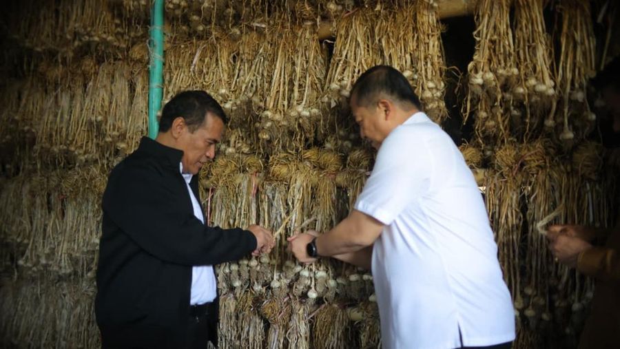 Menteri Pertanian (Mentan), Amran dalam kunjungannya ke Kecamatan Sembalun, Kabupaten Lombok Timur, NTB, Senin (9/2/2026). (Dok. Kementan)