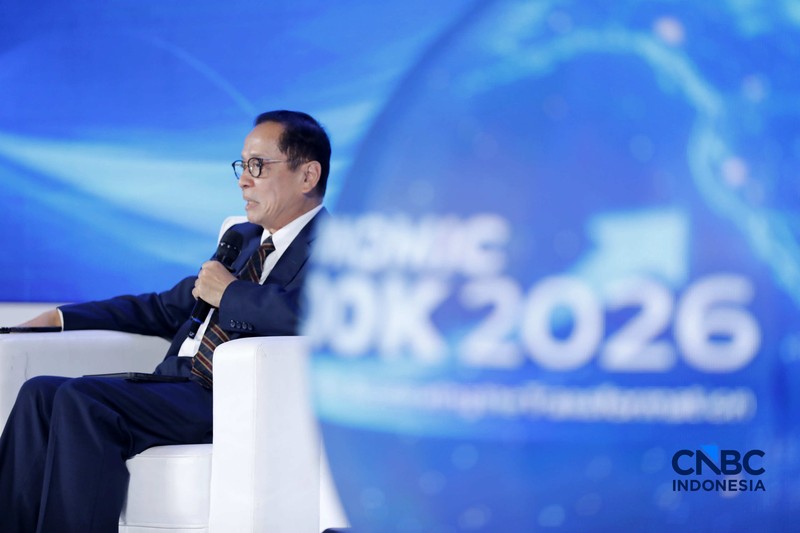 Chairman &amp; Founder CT Corp, Chairul Tanjung saat menyampaikan sambutan dalam acara Economic Outlook 2026 dengan tema