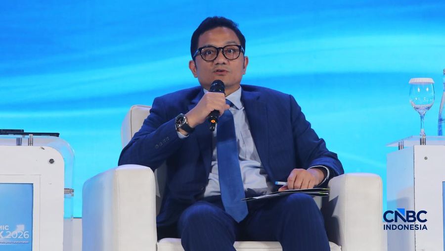 Ketua Badan Pengelola Keuangan Haji, Fadlul Ilmansyah saat menyampaikan paparan dalam acara Economic Outlook 2026 bertema &ldquo;Consolidating Growth, Accelerating the Transformation&rdquo; di Hotel Indonesia Kempinski, Jakarta, Selasa (10/2/2026). (CNBC Indonesia/Faisal Rahman)