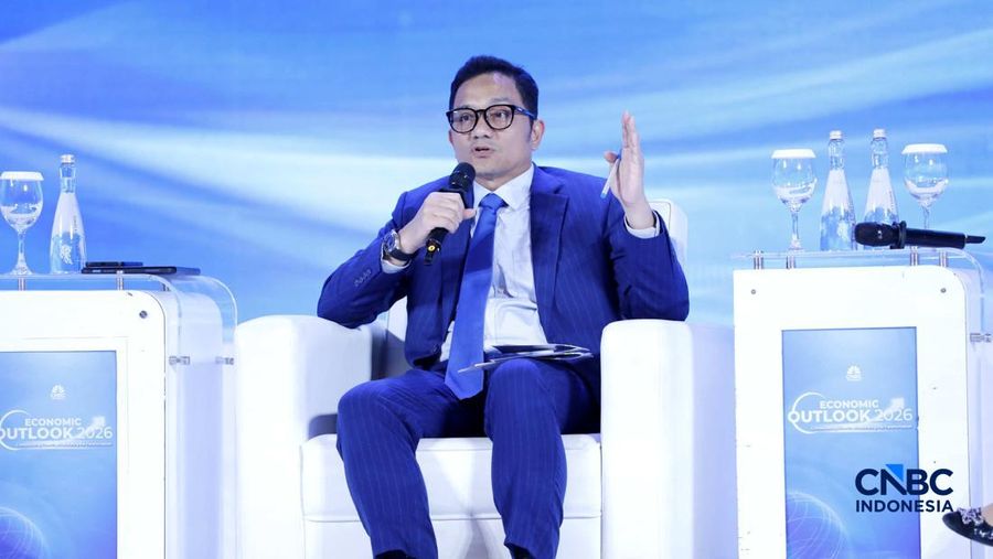 Ketua Badan Pengelola Keuangan Haji, Fadlul Ilmansyah saat menyampaikan paparan dalam acara Economic Outlook 2026 bertema &ldquo;Consolidating Growth, Accelerating the Transformation&rdquo; di Hotel Indonesia Kempinski, Jakarta, Selasa (10/2/2026). (CNBC Indonesia/Tri Susilo)
