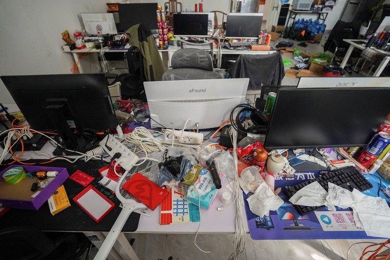 Scam compounds in O'Smach used for scam operations, behind wire fencing at the Chong Chom-O'Smach border crossing, which was bombed and occupied by the Thai military in December following clashes between Thailand and Cambodia along a disputed border area, in Samraong, Oddar Meanchey province, Cambodia, February 2, 2026. REUTERS/Chalinee Thirasupa