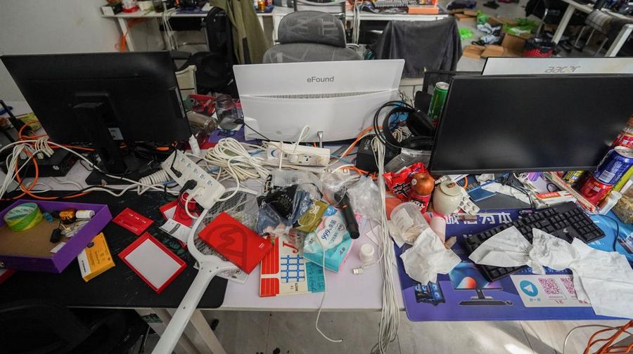 Scam compounds in O'Smach used for scam operations, behind wire fencing at the Chong Chom-O'Smach border crossing, which was bombed and occupied by the Thai military in December following clashes between Thailand and Cambodia along a disputed border area, in Samraong, Oddar Meanchey province, Cambodia, February 2, 2026. REUTERS/Chalinee Thirasupa