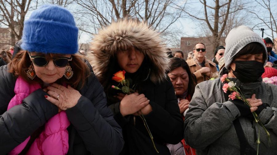 A group of Buddhist monks on the 2,300 mile &ldquo;Walk for Peace&rdquo; walk along Massachusetts Avenue at Embassy Row, in Washington, D.C., U.S, February 10, 2026. REUTERS/Evelyn Hockstein     TPX IMAGES OF THE DAY