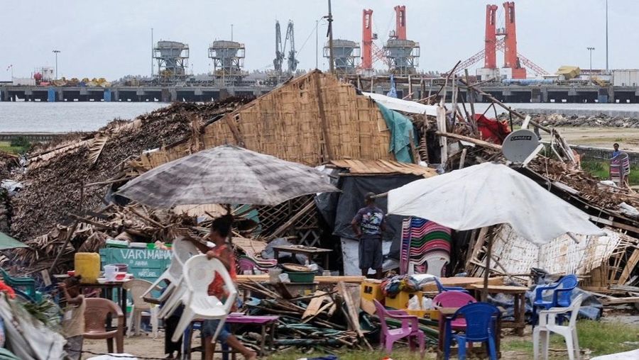 A general view shows damage after Cyclone Gezani tore through the port city of Toamasina, Madagascar, February 11, 2026. REUTERS/Zo Andrianjafy   TPX IMAGES OF THE DAY