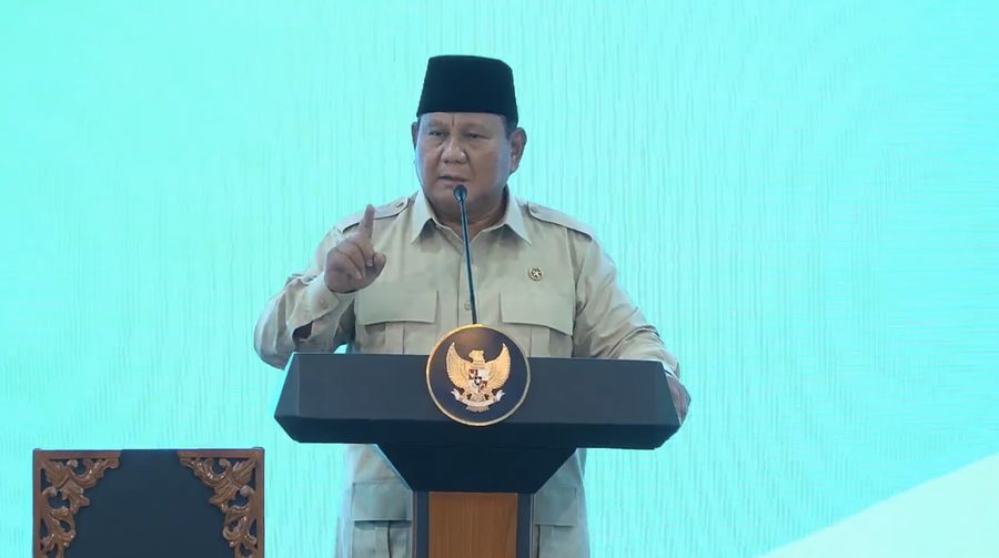 Presiden RI, Prabowo Subianto dalam acara Peresmian 1.072 SPPG dan 18 Gudang Ketahanan Pangan serta Groundbreaking 107 SPPG Polri,13/2/26. (Tangkapan Layar Youtube/Biro Pers Sekretariat RI)