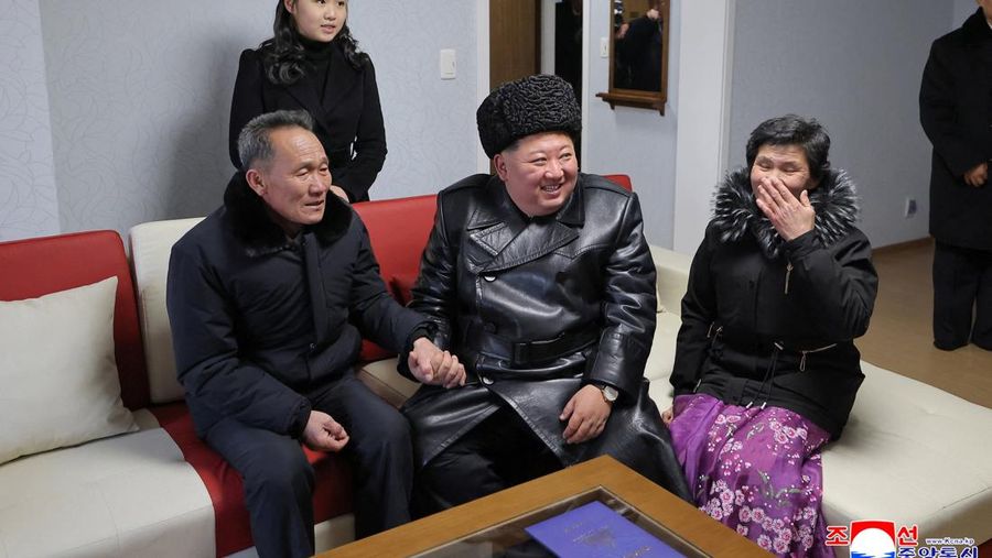 North Korean leader Kim Jong Un presides over the completion ceremony of a new housing district in Pyongyang for families of troops who died in overseas military operations, state media KCNA said, in this picture released by North Korea's official Korean Central News Agency, February 16, 2026.  KCNA via REUTERS    ATTENTION EDITORS - THIS IMAGE WAS PROVIDED BY A THIRD PARTY. REUTERS IS UNABLE TO INDEPENDENTLY VERIFY THIS IMAGE. NO THIRD PARTY SALES. SOUTH KOREA OUT. NO COMMERCIAL OR EDITORIAL SALES IN SOUTH KOREA.     TPX IMAGES OF THE DAY