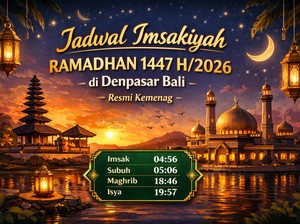 Jadwal Imsakiyah Ramadhan 1447 H/2026 di Denpasar Bali Resmi Kemenag