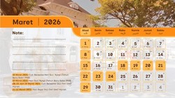 Kalender Maret 2026 Lengkap dengan Tanggal Merah dan Cuti Bersama
