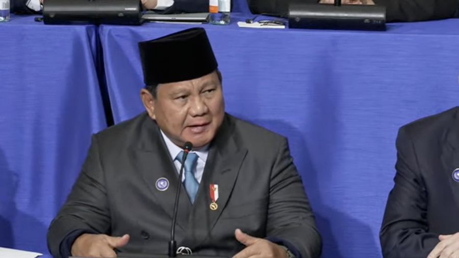 Presiden Prabowo Subianto dalam pertemuan perdana Board of Peace di Washington DC, Kamis (19/2/2026).