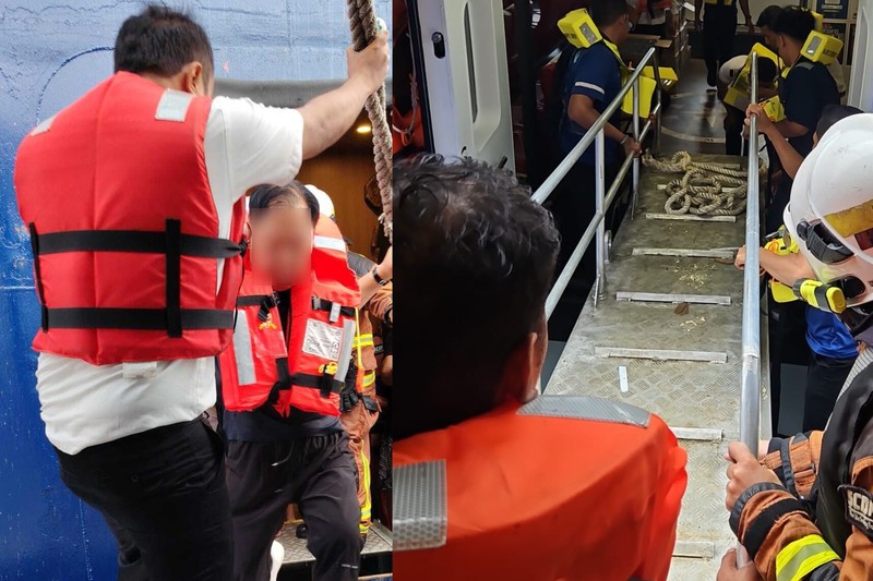 Sebuah video merekam detik-detik penumpang dievakuasi saat kapal Pesiar world Legacy terbakar. (Tangkapan Layar Video Tiktok/QUVNH.SG)