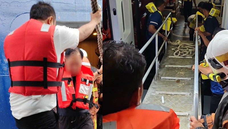 Sebuah video merekam detik-detik penumpang dievakuasi saat kapal Pesiar world Legacy terbakar. (Tangkapan Layar Video Tiktok/QUVNH.SG)