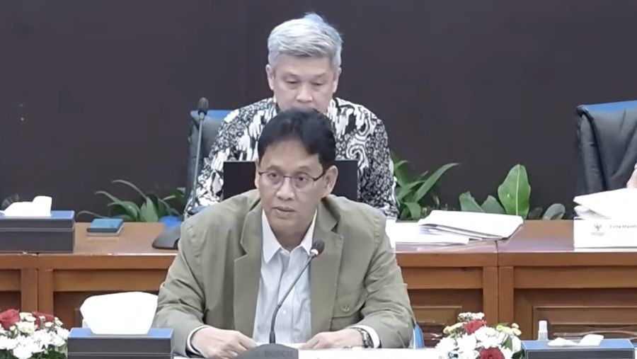Menteri Keuangan (Menkeu), Purbaya Yudhi Sadewa saat mengikuti Sidang Debottlenecking Membahas Investasi LNG Blok Masela di Jakarta, Selasa (24/2/2026). (Tangkapan Layar Youtube/Kementerian Keuangan RI)