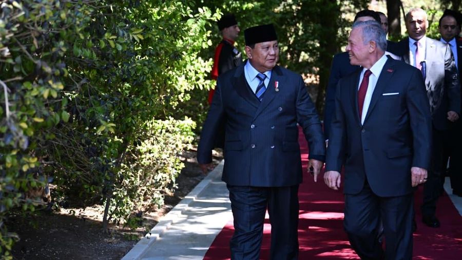 Raja Abdullah II dari Yordania bertemu Presiden Indonesia Prabowo Subianto di Istana Basman, Amman, Yordania, Rabu (25/2/2026). (Dok. Sekretariat Presiden)