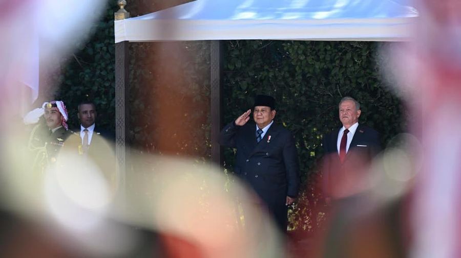 Raja Abdullah II dari Yordania bertemu Presiden Indonesia Prabowo Subianto di Istana Basman, Amman, Yordania, Rabu (25/2/202&circ;0. (REUTERS/Alaa Al Sukhni)
