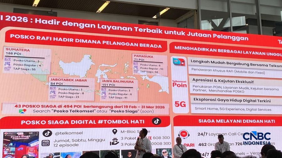 Telkomsel memperkirakan akan ada lima kota yang mengalami kenaikan payload saat periode Ramadan dan Idul Fitri (RAFI) tahun ini. (CNBC Indonesia/Novina)