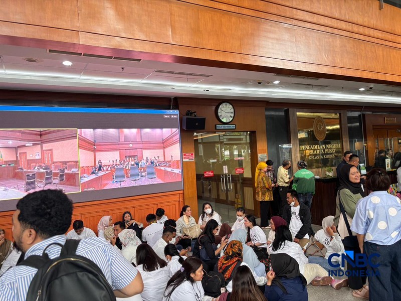 Kondisi Pengadilan Tipikor jelang vonis hakim terhadap 9 terdakwa kasus minyak hari ini, Kamis (26/2/2026). (CNBC Indonesia/Firda Dwi Muliawati)