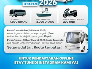 Catat! Jadwal, Kuota dan Rute Mudik Gratis Pemprov Jatim 2026