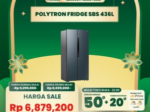 Ada Diskon Gede Kulkas Side by Side Polytron di Transmart Full Day Sale