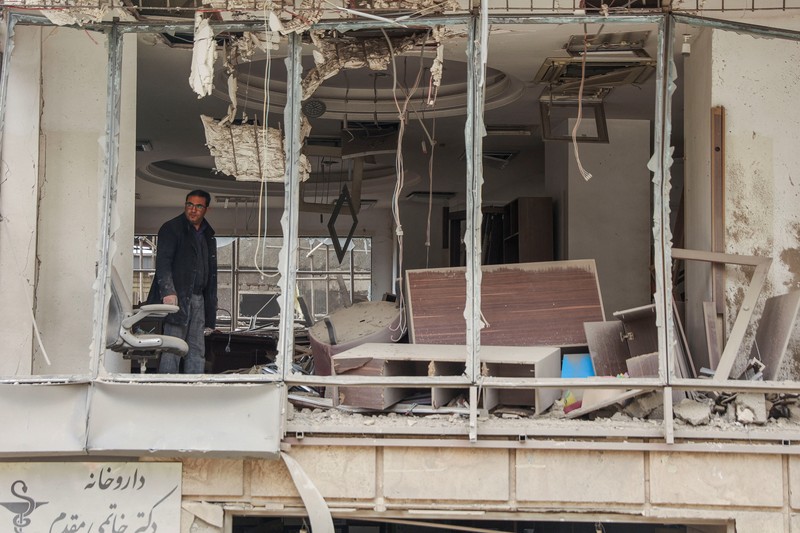 Sisa-sisa puing setelah serangan Israel dan AS terhadap Rumah Sakit Hotel Gandhi, di tengah konflik AS-Israel dengan Iran, di Teheran, Iran, 2 Maret 2026. Majid Asgaripour/WANA (West Asia News Agency) via REUTERS