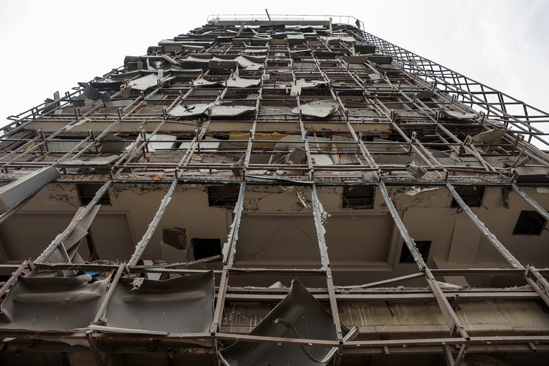 Sisa-sisa puing setelah serangan Israel dan AS terhadap Rumah Sakit Hotel Gandhi, di tengah konflik AS-Israel dengan Iran, di Teheran, Iran, 2 Maret 2026. Majid Asgaripour/WANA (West Asia News Agency) via REUTERS