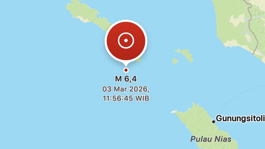 Pusat gempa berada di laut 61 km tenggara Sinabang, 3/3. (BMKG)