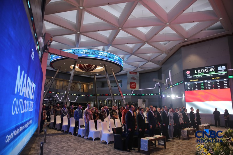 Suasana seminar acara Market Outlook 2026 di Bursa Efek Indonesia, Jakarta, Selasa (3/3/2026). (CNBC Indonesia/Faisal Rahman)