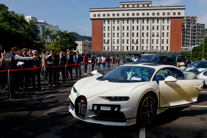 Luxury cars are on display, as Taiwan auctions off luxury cars linked to the Cambodian scam centre Prince Group, in Taipei, Taiwan, March 2, 2026. REUTERS/Ann Wang
