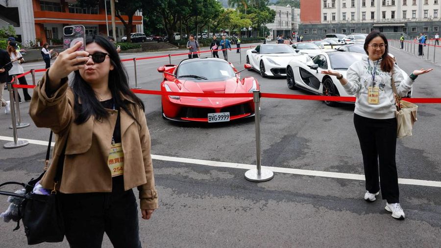 Luxury cars are on display, as Taiwan auctions off luxury cars linked to the Cambodian scam centre Prince Group, in Taipei, Taiwan, March 2, 2026. REUTERS/Ann Wang